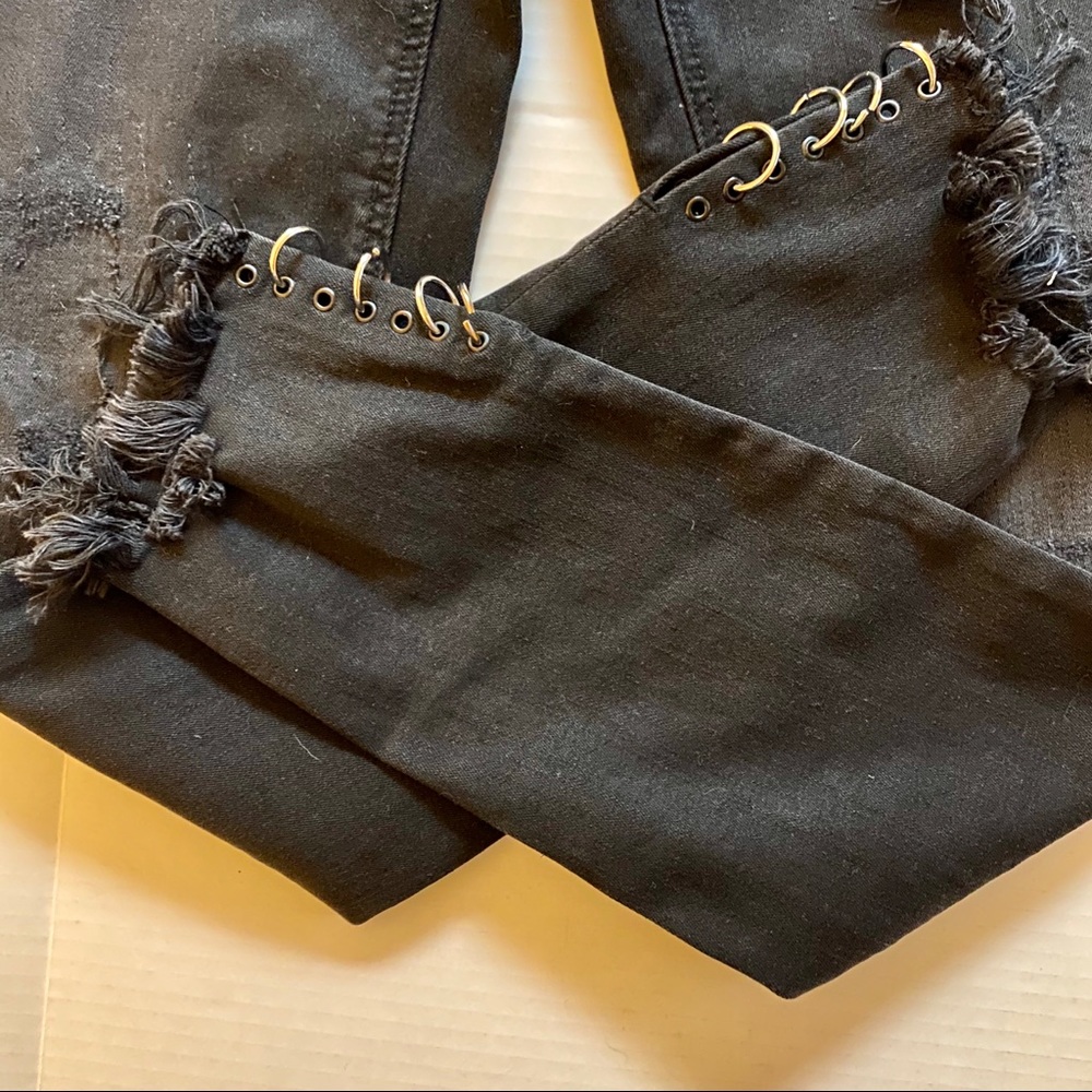 Zara black distressed jeans with embellishment
